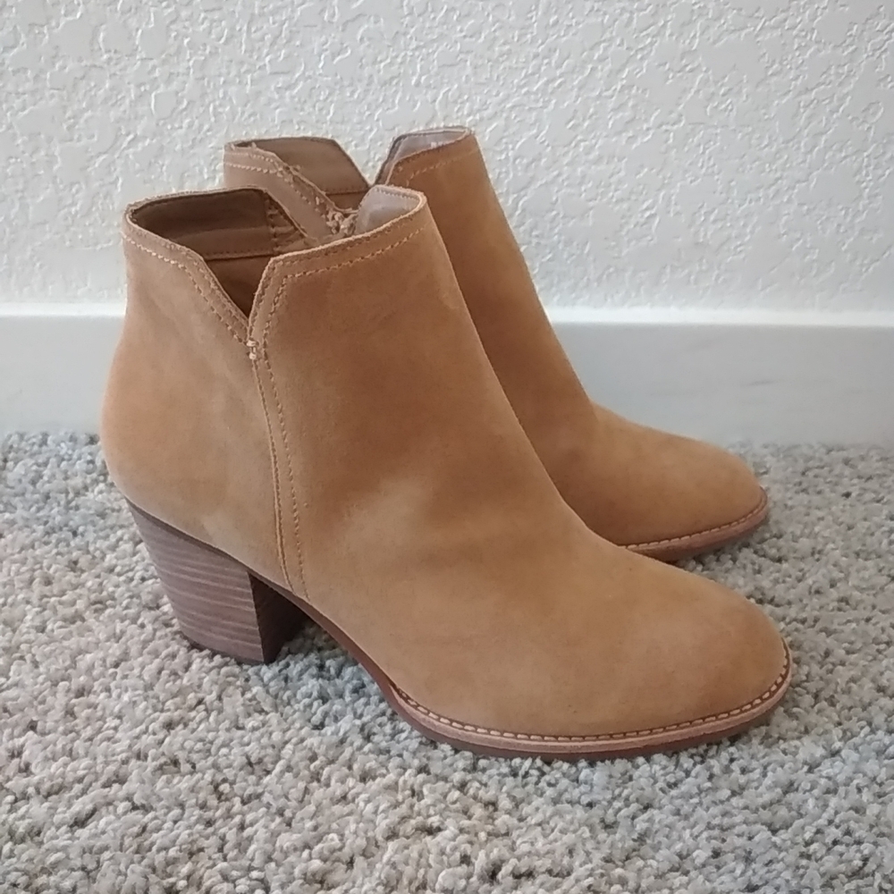 Cabincore Tan Suede Ankle Boots Women's Size 8 M Urban Cowgirl Lagenlook